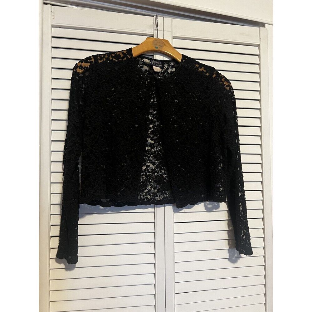 ANDREA VICCARO Women's Size‎ 12 Blouse Shirt Top Cardigan Floral Lace Vintage